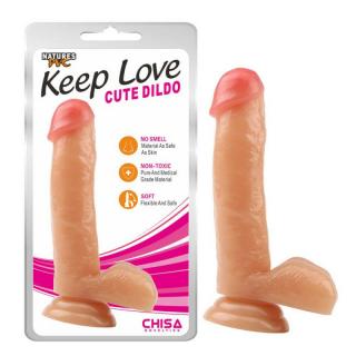 Chisa Novelties Keep Love Cute Dildo - letapasztható, herés, vízálló, élethű dildó - 17,8 cm (testszínű)