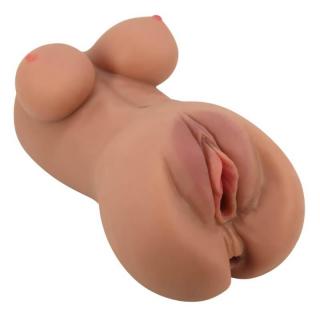 Crazy Bull Hannah - vízálló, élethű vagina, mell és popsi maszturbátor (barna)