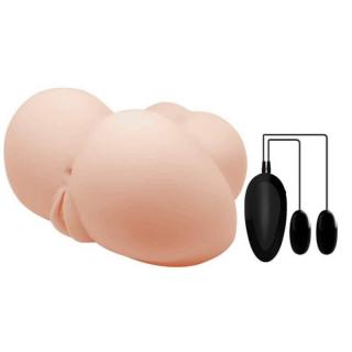 Crazy Bull Realistic Vagina And Anal Busty Butt - távirányítós, vízálló, élethű, vibrációs vagina és popsi maszturbátor (testszínű)