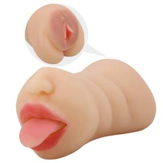 Crazy Bull Sarah - vízálló, élethű vagina és száj maszturbátor (testszínű)