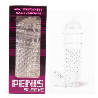 Debra Penis Sleeve - csiklóizgatós, vízálló, hosszabbító péniszköpeny - 14,3 cm (átlátszó)