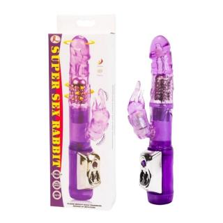 Debra Super Sex Rabbit - G-pontos, forgófejes, csiklókaros, nyuszis vibrátor - 21,5 cm (lila)
