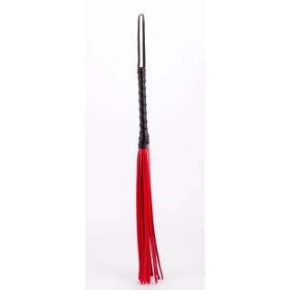 Devil Sticks Calf Leather Handle Saddle Leather Tails - bőr korbács - 60 cm (piros)