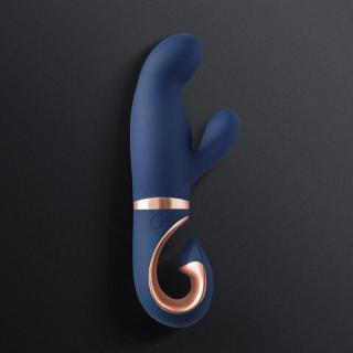 Gvibe Gentley - szilikon, akkus, G-pontos, vízálló, csiklókaros vibrátor - 19,9 cm (kék)