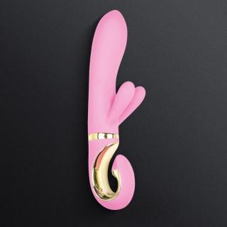 Gvibe Grabbit - akkus, vízálló, G-pontos, csiklókaros, nyuszis vibrátor - 22 cm (rózsaszín)