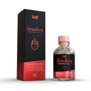 Intt Strawberry - stimuláló, melegítős masszázs gél (30 ml)