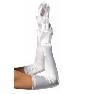 Leg Avenue Extra Long Satin Gloves - kesztyű (fehér)