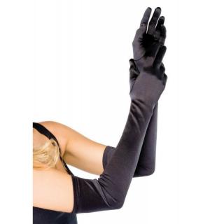 Leg Avenue Extra Long Satin Gloves - kesztyű (fekete)