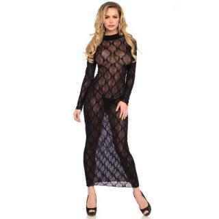 Leg Avenue Long Sleeved Long Dress - szexi ruha (fekete)