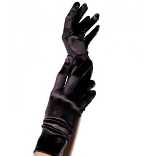Leg Avenue Wrist Length Satin Gloves - kesztyű (fekete)
