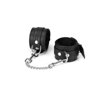 Liebe Seele Black Bond Wrist Cuffs - bőr bilincs (ezüst-fekete)