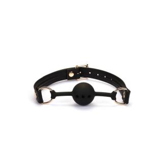 Liebe Seele Black Organosilicon Ball Gag - fém szájpeckelő (fekte-arany)