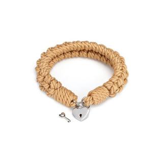 Liebe Seele Bound You II Rope Collar - fém nyakörv és póráz (barna)