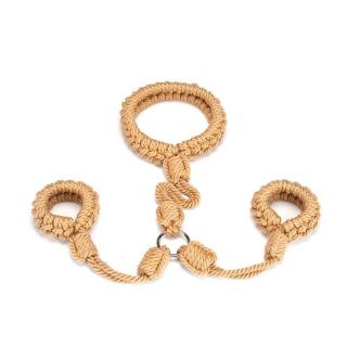 Liebe Seele Bound You II Rope Collar To Wrist Cuffs Back Restraint - fém kötöző (barna)