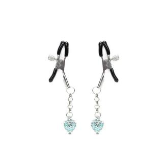Liebe Seele Glow In Dark Nipple Clamps - fém mellcsipesz (ezüst-fekete-világoskék)