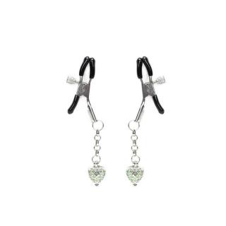 Liebe Seele Glow-In-Dark Nipple Clamps - fém mellcsipesz (ezüst-zöld-fekete)