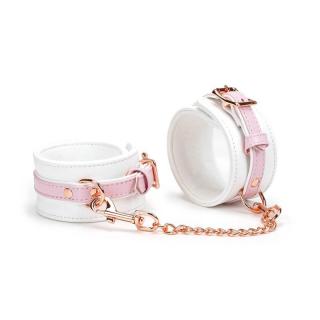 Liebe Seele White  Pink Fairy Goat Leather Ankle Cuffs - bőr bilincs (arany-rózsaszín)