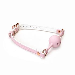 Liebe Seele White  Pink Fairy Goat Leather Ball Gag - bőr szájpeckelő - 65 cm (arany-fehér-rózsaszín)