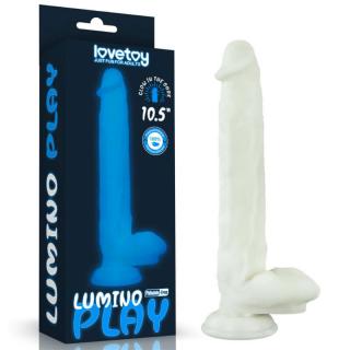 Lovetoy 10.5" Lumino Play Silicone Dildo - szilikon, letapasztható, herés, vízálló, élethű dildó - 26,9 cm (átlátszó)