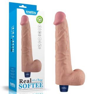 Lovetoy 10.5" Real Softee Vibrating Dildo - akkus, herés, vízálló, élethű vibrátor - 27,2 cm (testszínű)