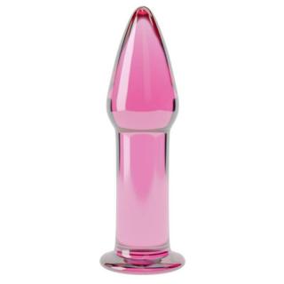 Lovetoy 5" Glass Romance - vízálló, üveg anál dildó - 12,2 cm (rózsaszín)