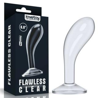 Lovetoy 6.0" Flawless Clear Prostate Plug - letapasztható, vízálló prosztata izgató - 15 cm(átlátszó)