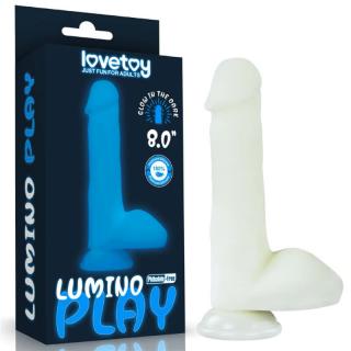Lovetoy 8.0" Lumino Play Silicone Dildo - szilikon, letapasztható, herés, vízálló, élethű dildó - 21 cm (átlátszó)