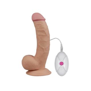 Lovetoy 8.5" The Ultra Soft Dude Vibrating - szilikon, távirányítós, letapasztható, herés, vízálló, élethű vibrátor - 20 cm (testszínű)