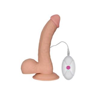 Lovetoy 8.8" The Ultra Soft Dude Vibrating - szilikon, távirányítós, letapasztható, herés, vízálló, élethű vibrátor - 20 cm (testszínű)