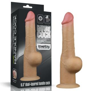 Lovetoy 9.5" Handle Cock - szilikon, letapasztható, herés, vízálló, élethű dildó - 25 cm (testszínű)