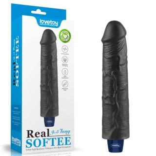 Lovetoy 9.5" Real Softee Vibrating Dildo - akkus, vízálló, élethű vibrátor - 23,7 cm (fekete)