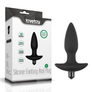 Lovetoy Anal Indulgence Collection Silicone Fantasy Plug - szilikon, vízálló anál vibrátor - 14,5 cm (fekete)