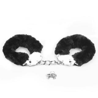 Lovetoy Fetish Pleasure Fluffy Hand Cuffs - fém bilincs (fekete)