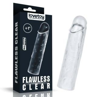 Lovetoy Flawless Clear Penis Sleeve Add 1" - vízálló, élethű, hosszabbító péniszköpeny - 15,5 cm (átlátszó)