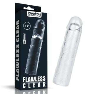 Lovetoy Flawless Clear Penis Sleeve Add 2" - vízálló, élethű, hosszabbító péniszköpeny - 19 cm (átlátszó)