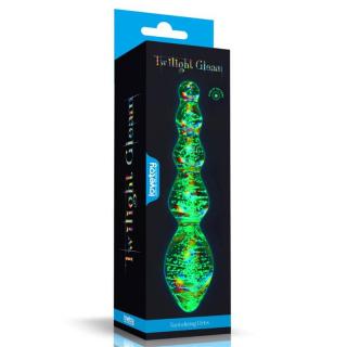 Lovetoy Glow In The Dark Twilight Gleam Glass Dildo Tantalizing Orbs - vízálló, üveg anál dildó - 16,3 cm (többszínű)