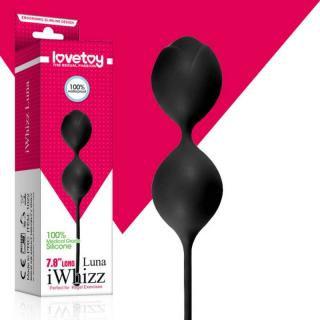 Lovetoy Iwhizz Luna - szilikon, vízálló gésagolyó - 20 cm (fekete)