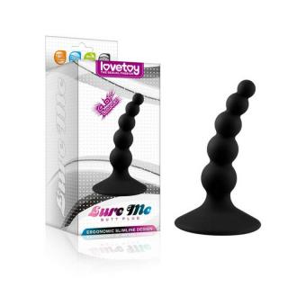 Lovetoy Lure Me Beaded Anal Plug - szilikon, letapasztható, vízálló anál dildó - 10 cm (fekete)