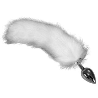 Lovetoy Metal Anal Tail White - fém anál dildó - 8,5 cm (fehér-ezüst)