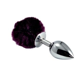 Lovetoy Pompon Metal Plug Small - fém anál dildó - 7 cm (ezüst-lila)