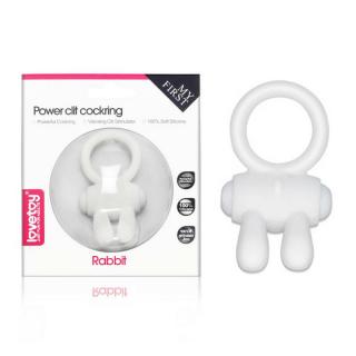 Lovetoy Power Clit Cockring - szilikon, csiklóizgatós, vibrációs péniszgyűrű (fehér)