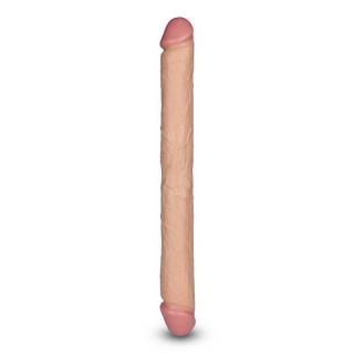Lovetoy Realistic Slim Ultra Double Dildo - kétvégű, vízálló, élethű dlidó - 45 cm (testszínű)
