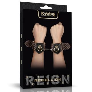 Lovetoy Rebellion Reign Handcuffs - fém, műbőr bilincs (barna-fekete)