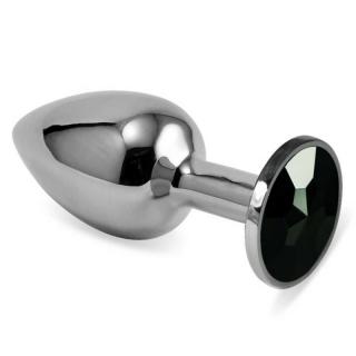 Lovetoy Rosebud Classic Metal Plug S - fém, vízálló anál dildó - 6,8 cm (ezüst-fekete)