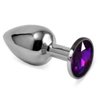 Lovetoy Rosebud Classic Metal Plug S - fém, vízálló anál dildó - 6,8 cm (ezüst-lila)