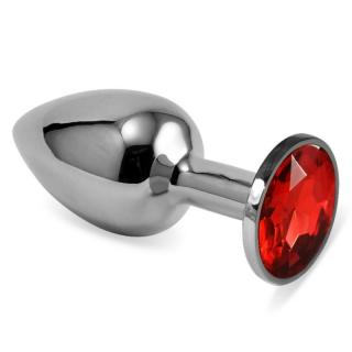 Lovetoy Rosebud Classic Metal Plug S - fém, vízálló anál dildó - 6,8 cm (ezüst-piros)