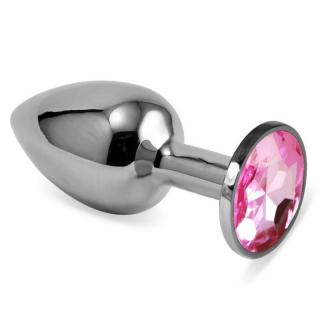 Lovetoy Rosebud Classic Metal Plug S - fém, vízálló anál dildó - 6,8 cm (ezüst-világos rózsaszín)