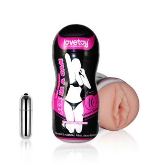 Lovetoy Sex In A Can Vibrating Vagina Tunnel - vízálló, élethű, vibrációs vagina maszturbátor (testszínű)