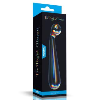 Lovetoy Twilight Gleam - üveg, vízálló G-pont dildó - 17 cm (többszínű)