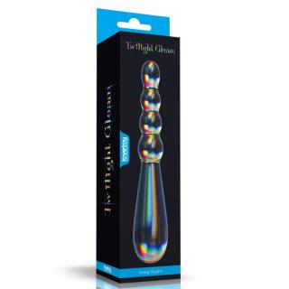 Lovetoy Twilight Gleam - üveg, vízálló G-pont dildó - 19 cm (többszínű)